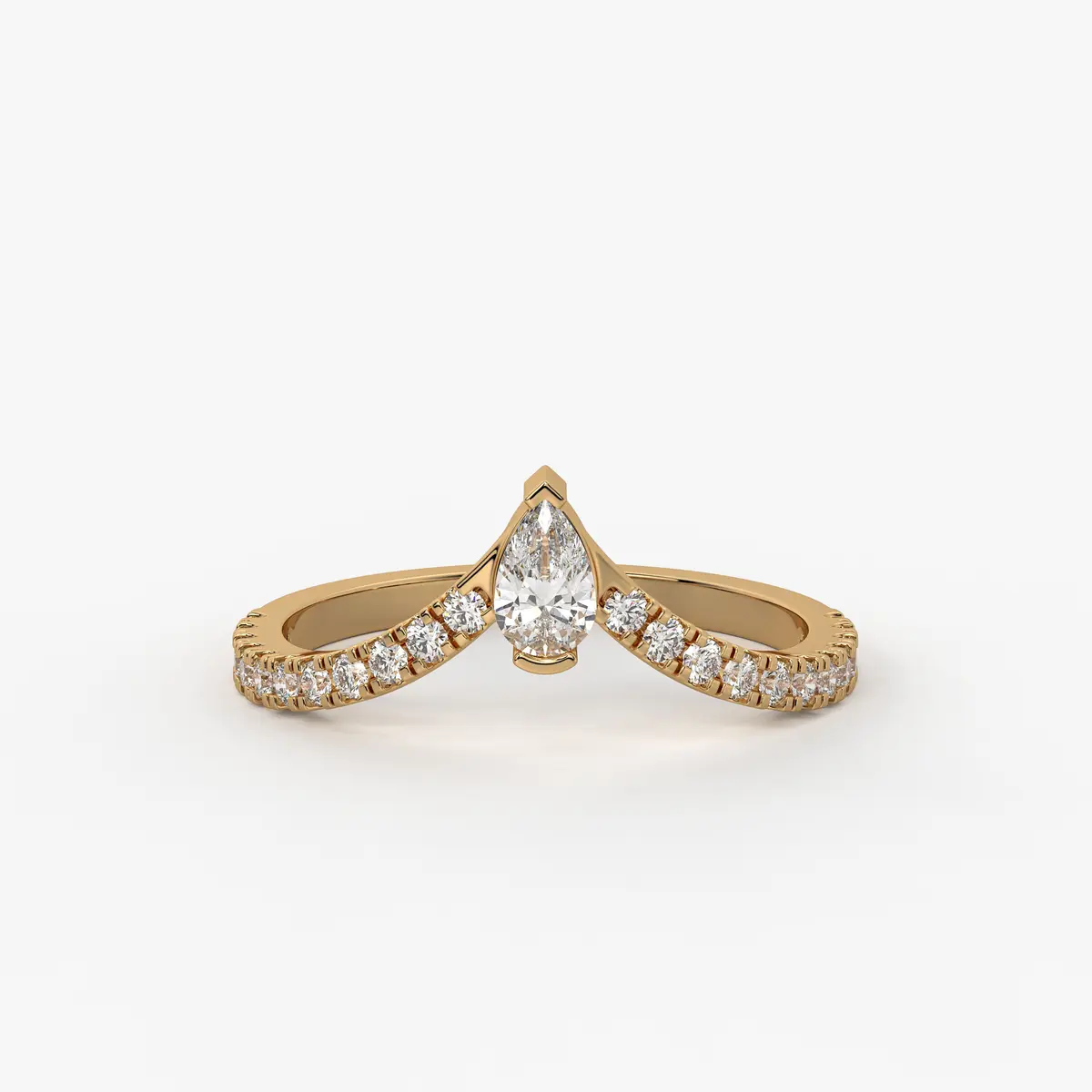 Pear Chevron Studded Ring